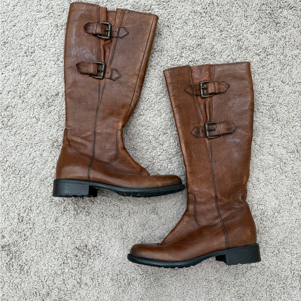 Clarks Women’s 6.5M Chestnut Leather Knee High Heeled Boots